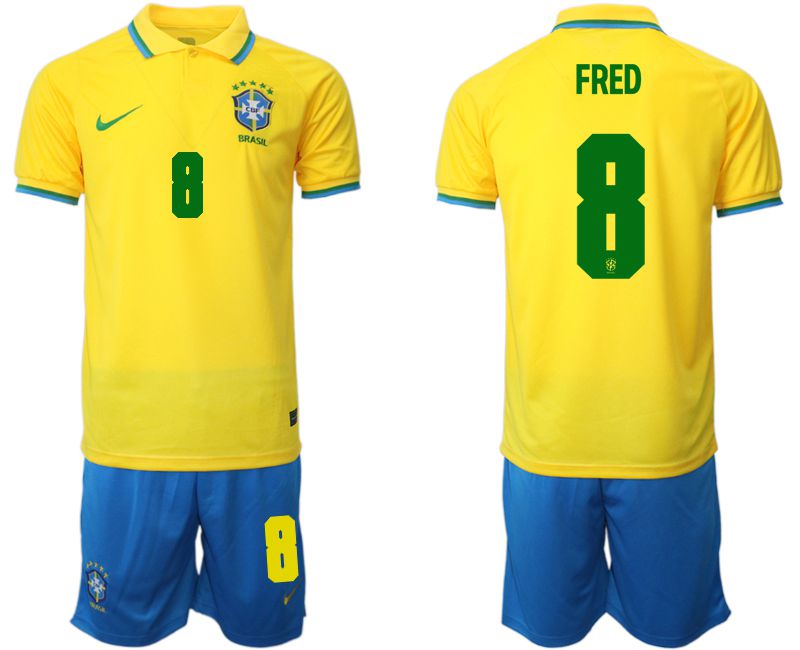 Men 2022 World Cup National Team Brazil home yellow #8 Soccer Jersey->brazil jersey->Soccer Country Jersey